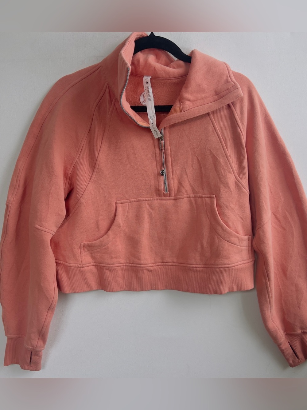 LULULEMON funnel neck scuba sweatshirt XS S small orange coral